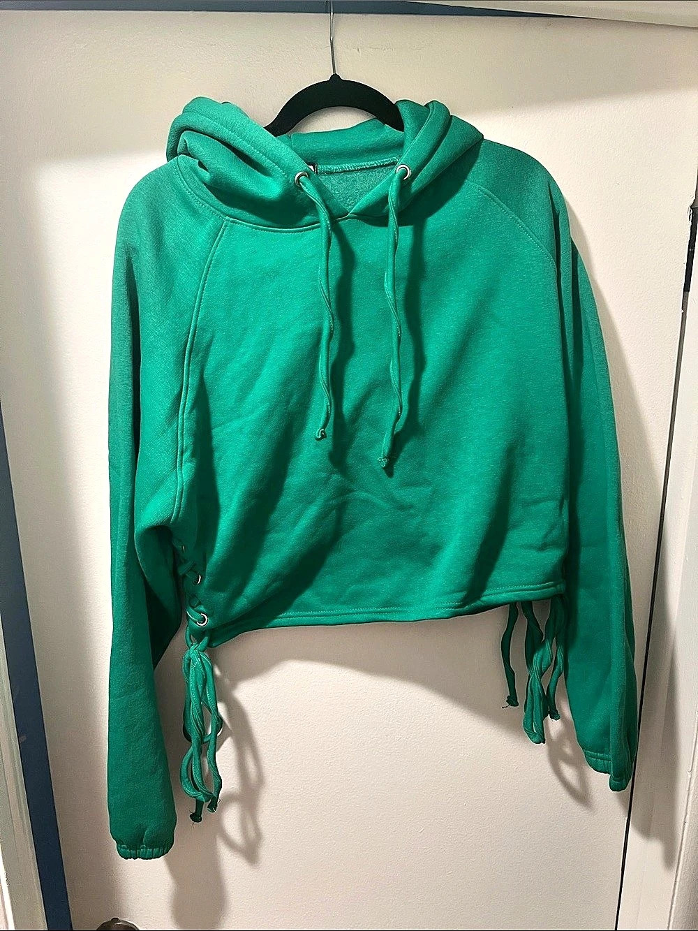 Green Cropped Hoodie